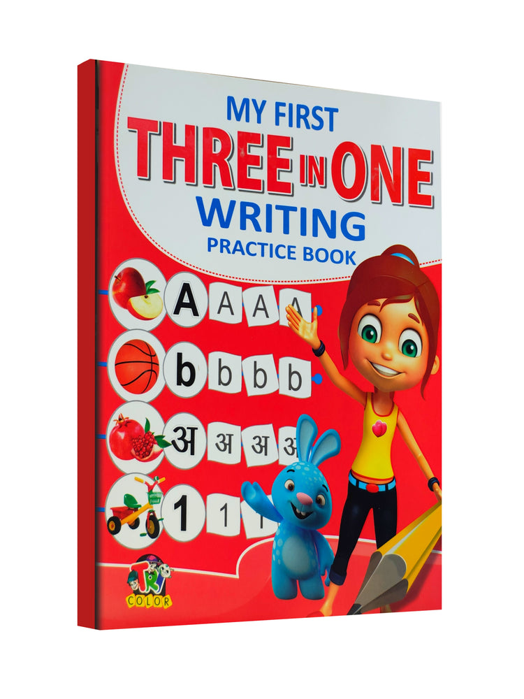 My First Three in One Writing Practice Book - English, Hindi Alphabets & Numbers